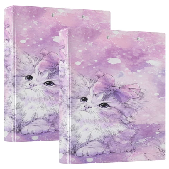 3 Ring Binder 1.5 inch Round Rings with Interior Pockets Binders Organizer Office School 1Pack Adorable Long-haired Kittens with Bows