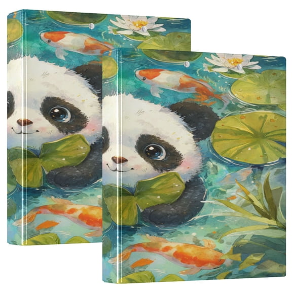 3 Ring Binder 1.5 inch Round Rings with Interior Pockets Binders Organizer Office School 1Pack Adorable Panda Pattern
