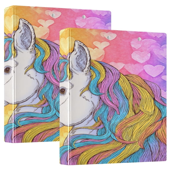 3 Ring Binder 1.5 inch Round Rings with Interior Pockets Binders Organizer Office School 1Pack Beautiful Unicorn with A Rainbow