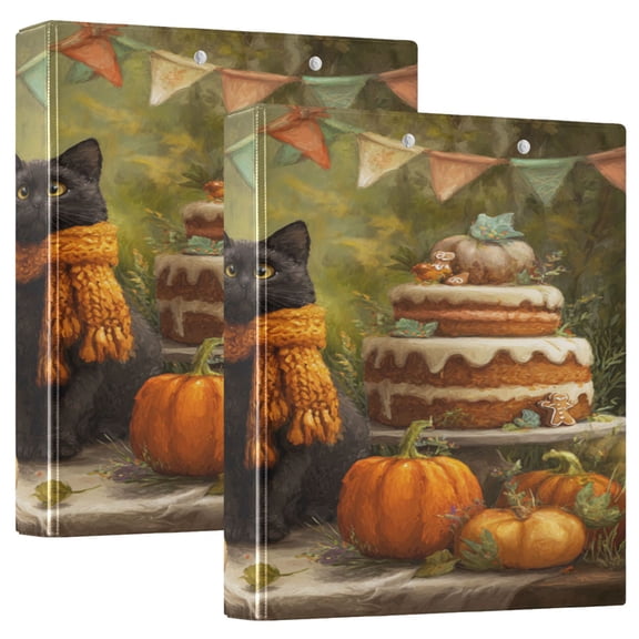 3 Ring Binder 1.5 inch Round Rings with Interior Pockets Binders Organizer Office School 1Pack Black Cat Halloween Party