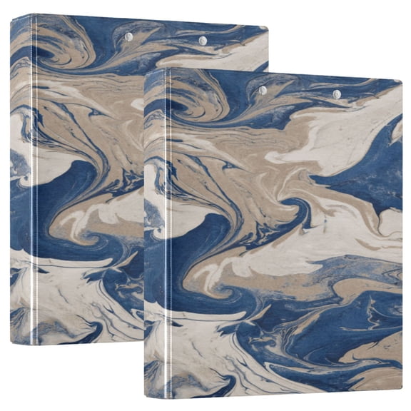 3 Ring Binder 1.5 inch Round Rings with Interior Pockets Binders Organizer Office School 1Pack Blue Flowing Liquid Marble
