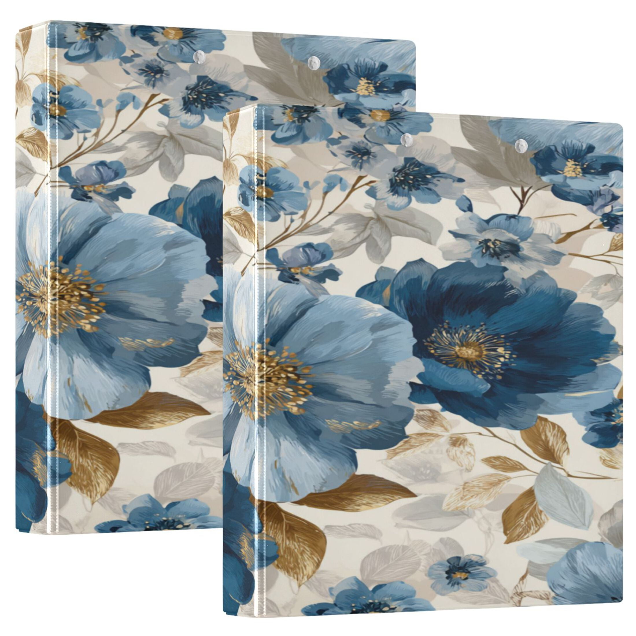 3 Ring Binder 1.5 Inch Round Rings With Interior Pockets Binders Organizer Office School 1pack Watercolor Floral Leaves Pattern