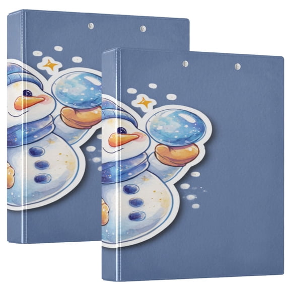 3 Ring Binder 1.5 inch Round Rings with Interior Pockets Binders Organizer Office School 1Pack Blue Snowman Sticker Pattern