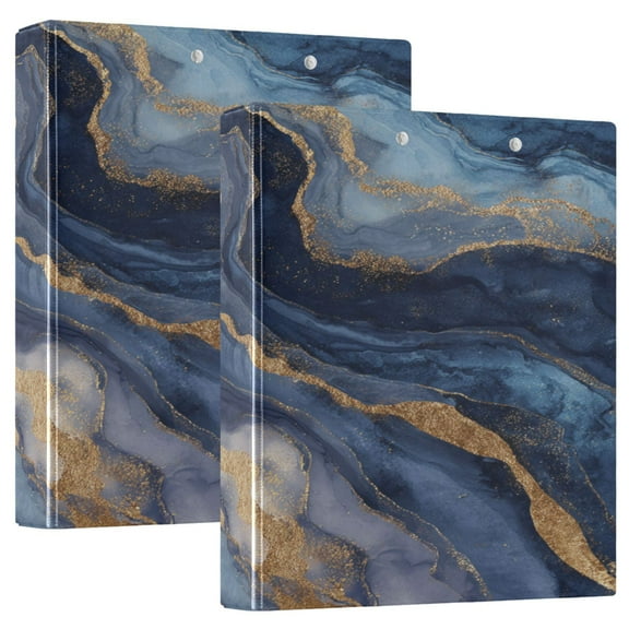 3 Ring Binder 1.5 inch Round Rings with Interior Pockets Binders Organizer Office School 1Pack Blue-purple Marbling