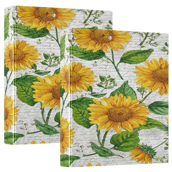 3 Ring Binder 1.5 inch Round Rings with Interior Pockets Binders Organizer Office School 1Pack Bright Yellow Sunflowers