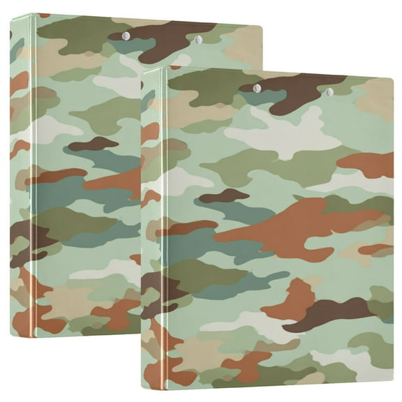 3 Ring Binder 1.5 inch Round Rings with Interior Pockets Binders Organizer Office School 1Pack Brown Camouflage Pattern