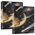 thumbnail image 1 of 3 Ring Binder 1.5 inch Round Rings with Interior Pockets Binders Organizer Office School 1Pack Brown Cat on The Moon, 1 of 10