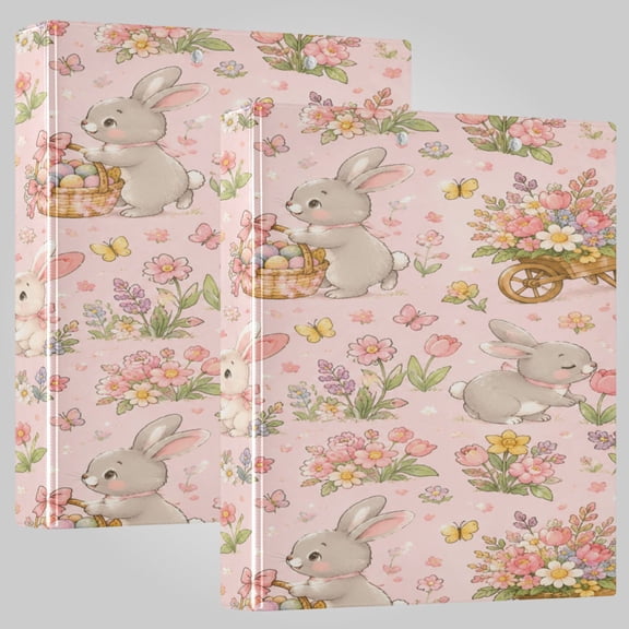 3 Ring Binder 1.5 inch Round Rings with Interior Pockets Binders Organizer Office School 1Pack Bunny Butterfly Spring Garden
