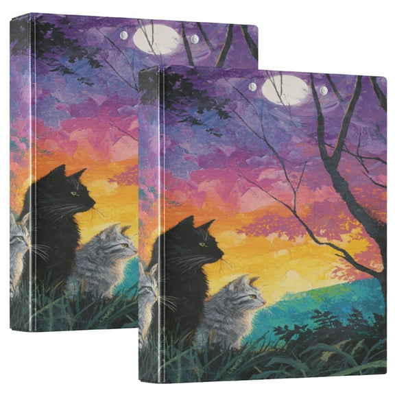 3 Ring Binder 1.5 inch Round Rings with Interior Pockets Binders Organizer Office School 1Pack Cat Family