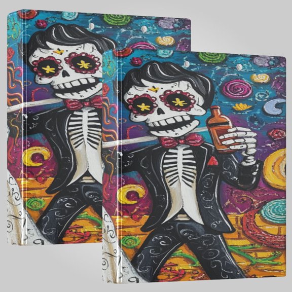 3 Ring Binder 1.5 inch Round Rings with Interior Pockets Binders Organizer Office School 1Pack Colorful Skeleton Wedding Pair