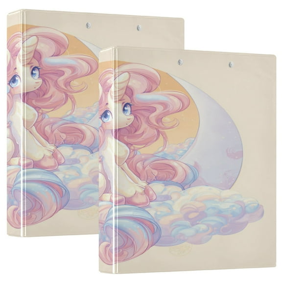 3 Ring Binder 1.5 inch Round Rings with Interior Pockets Binders Organizer Office School 1Pack Cute Cartoon Pony