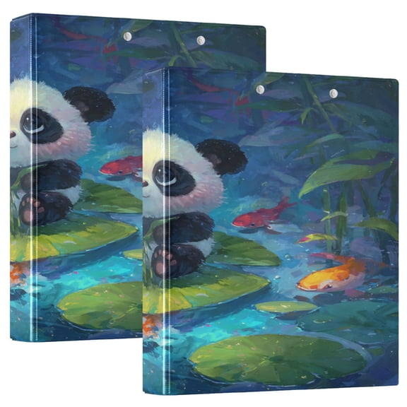 3 Ring Binder 1.5 inch Round Rings with Interior Pockets Binders Organizer Office School 1Pack Cute Panda Baby Pattern