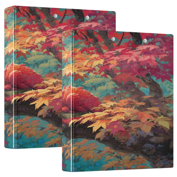 3 Ring Binder 1.5 inch Round Rings with Interior Pockets Binders Organizer Office School 1Pack Cute Red Dragon at Rest