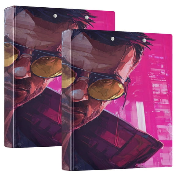 3 Ring Binder 1.5 inch Round Rings with Interior Pockets Binders Organizer Office School 1Pack Cyberpunk Tough Guy