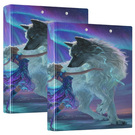 3 Ring Binder 1.5 inch Round Rings with Interior Pockets Binders Organizer Office School 1Pack Dances with Wolf