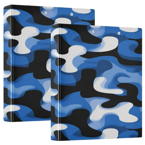 3 Ring Binder 1.5 inch Round Rings with Interior Pockets Binders Organizer Office School 1Pack Digital Blue and Black