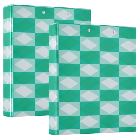 3 Ring Binder 1.5 inch Round Rings with Interior Pockets Binders Organizer Office School 1Pack Emerald Green Squares