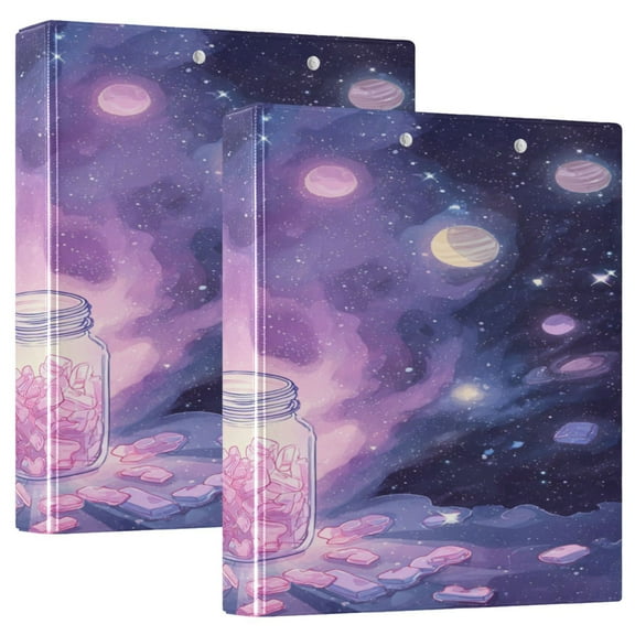 3 Ring Binder 1.5 inch Round Rings with Interior Pockets Binders Organizer Office School 1Pack Ethereal Galaxy