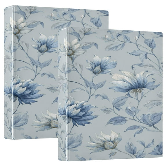 3 Ring Binder 1.5 inch Round Rings with Interior Pockets Binders Organizer Office School 1Pack Exquisite Blue Peony Design