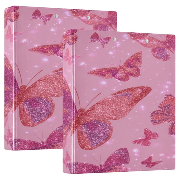 3 Ring Binder 1.5 inch Round Rings with Interior Pockets Binders Organizer Office School 1Pack Glittering Sequin Butterfly
