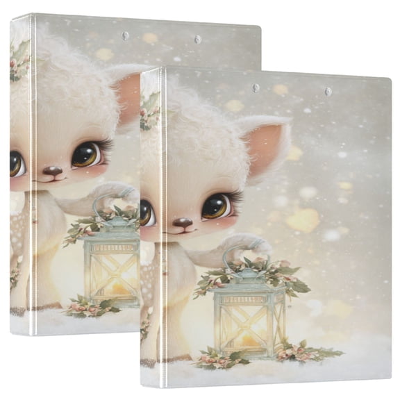 3 Ring Binder 1.5 inch Round Rings with Interior Pockets Binders Organizer Office School 1Pack Kawaii Cute Baby Deer