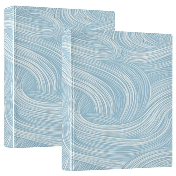 3 Ring Binder 1.5 inch Round Rings with Interior Pockets Binders Organizer Office School 1Pack Light Blue Wavy Lines