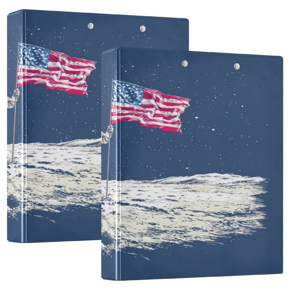 3 Ring Binder 1.5 inch Round Rings with Interior Pockets Binders Organizer Office School 1Pack Moon Landing