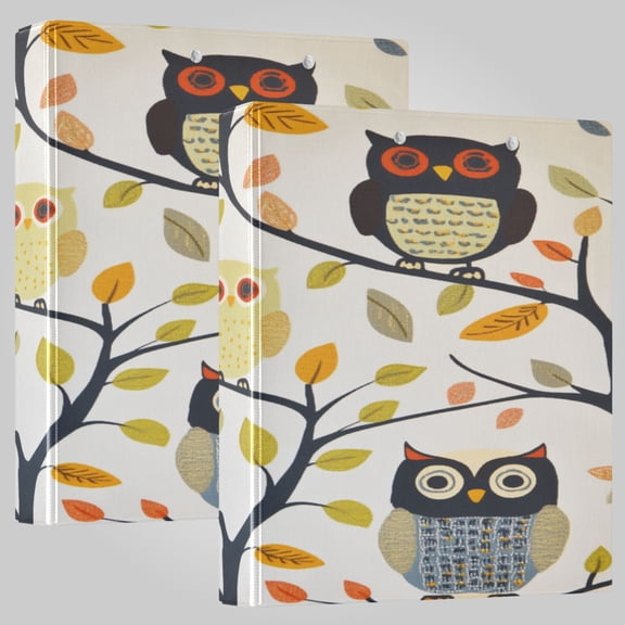 3 Ring Binder 1.5 inch Round Rings with Interior Pockets Binders Organizer Office School 1Pack Owl Pattern