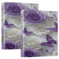 thumbnail image 1 of 3 Ring Binder 1.5 inch Round Rings with Interior Pockets Binders Organizer Office School 1Pack Purple Butterflies and White Roses, 1 of 10
