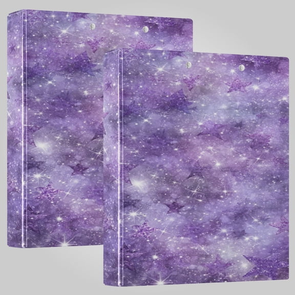 3 Ring Binder 1.5 inch Round Rings with Interior Pockets Binders Organizer Office School 1Pack Purple Cosmic Galaxy Pattern