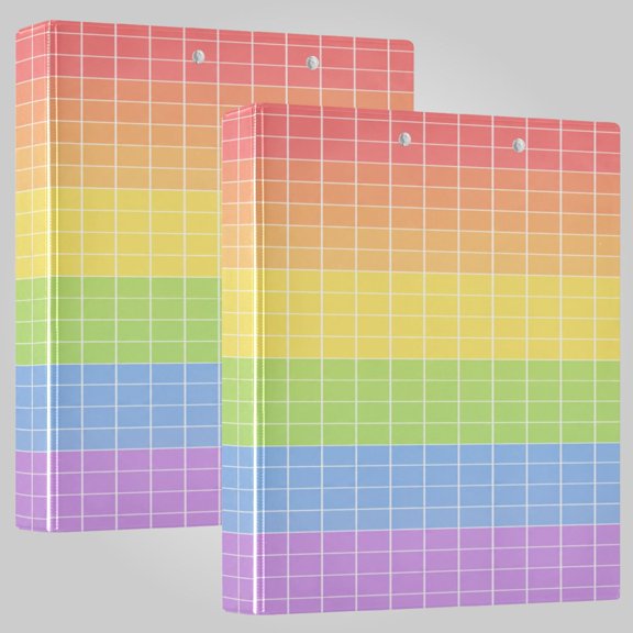 3 Ring Binder 1.5 inch Round Rings with Interior Pockets Binders Organizer Office School 1Pack Rainbow Grid Seamless Pattern