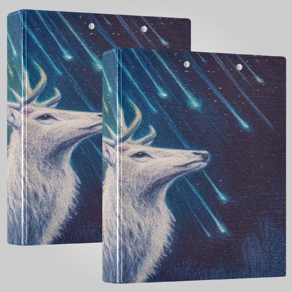 3 Ring Binder 1.5 inch Round Rings with Interior Pockets Binders Organizer Office School 1Pack Rainbow Starry Sky Stag