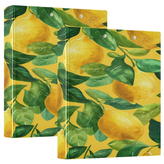 3 Ring Binder 1.5 inch Round Rings with Interior Pockets Binders Organizer Office School 1Pack Refreshing Lemons