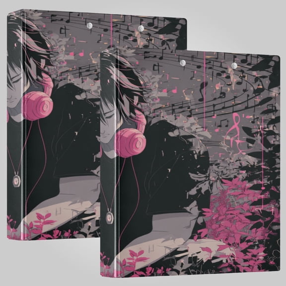 3 Ring Binder 1.5 inch Round Rings with Interior Pockets Binders Organizer Office School 1Pack Sad Anime Boy