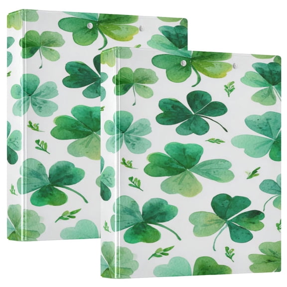 3 Ring Binder 1.5 inch Round Rings with Interior Pockets Binders Organizer Office School 1Pack Shamrocks and Clovers Pattern