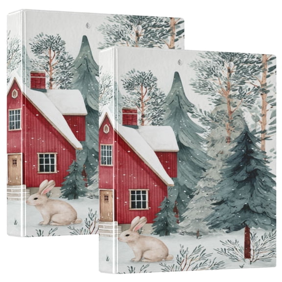 3 Ring Binder 1.5 inch Round Rings with Interior Pockets Binders Organizer Office School 1Pack Small House and Rabbit
