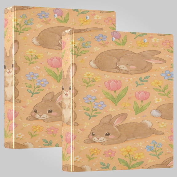 3 Ring Binder 1.5 inch Round Rings with Interior Pockets Binders Organizer Office School 1Pack Spring Bunnies Floral Graphic