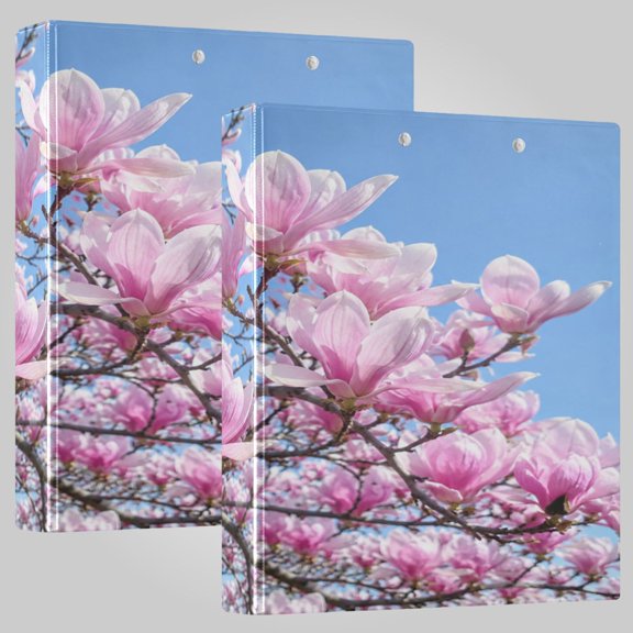 3 Ring Binder 1.5 inch Round Rings with Interior Pockets Binders Organizer Office School 1Pack Spring Magnolia Bloom