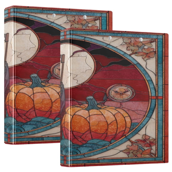 3 Ring Binder 1.5 inch Round Rings with Interior Pockets Binders Organizer Office School 1Pack Stained Glass Grim Reaper