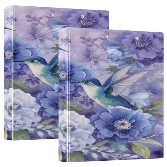 3 Ring Binder 1.5 inch Round Rings with Interior Pockets Binders Organizer Office School 1Pack The Melancholy Flowers with Hummingbirds