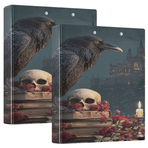 3 Ring Binder 1.5 inch Round Rings with Interior Pockets Binders Organizer Office School 1Pack The Night Black Raven