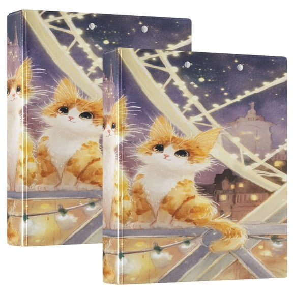 3 Ring Binder 1.5 inch Round Rings with Interior Pockets Binders Organizer Office School 1Pack Three Cute Cats