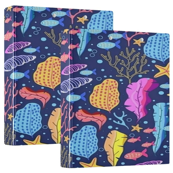 3 Ring Binder 1.5 inch Round Rings with Interior Pockets Binders Organizer Office School 1Pack Underwater World