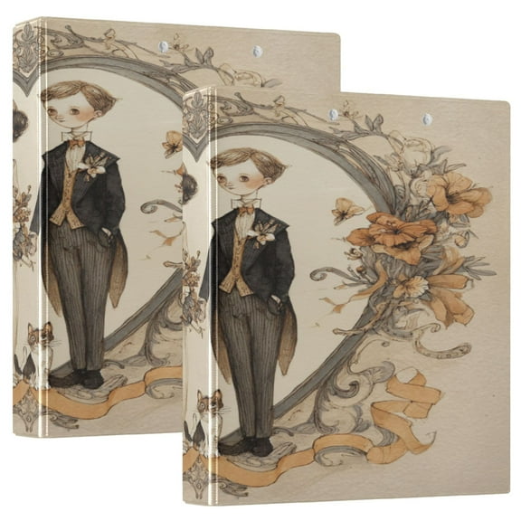 3 Ring Binder 1.5 inch Round Rings with Interior Pockets Binders Organizer Office School 1Pack Vintage Wedding