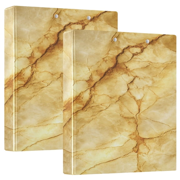 3 Ring Binder 1.5 inch Round Rings with Interior Pockets Binders Organizer Office School 1Pack Warm Yellow Marble Crack