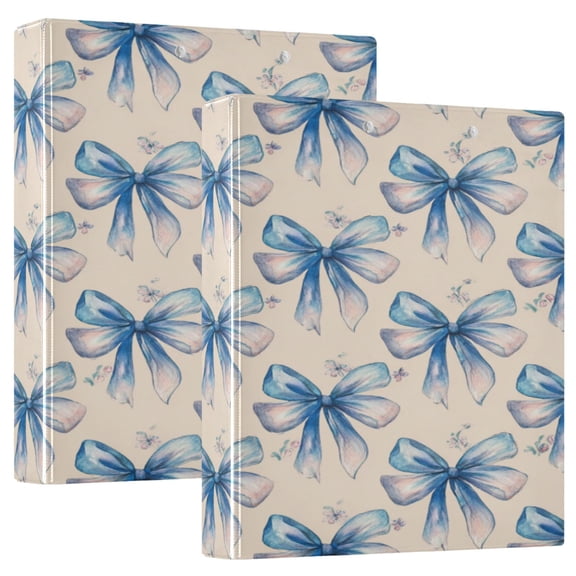 3 Ring Binder 1.5 inch Round Rings with Interior Pockets Binders Organizer Office School 1Pack Watercolor Blue Bows
