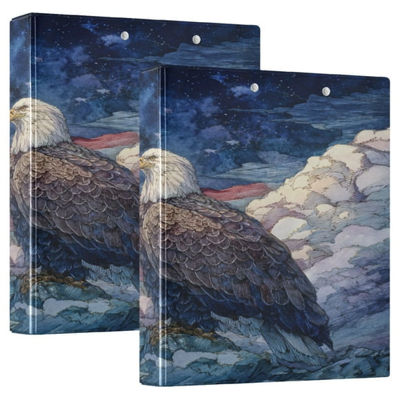 3 Ring Binder 1.5 inch Round Rings with Interior Pockets Binders Organizer Office School 1Pack Watercolor Painting Bald Eagle