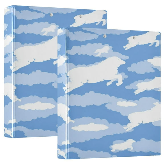 3 Ring Binder 1.5 inch Round Rings with Interior Pockets Binders Organizer Office School 1Pack White Silhouettes Of Sheep