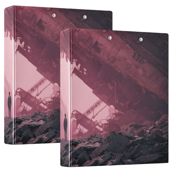 3 Ring Binder 1.5 inch Round Rings with Interior Pockets Binders Organizer Office School 2Pack A Cinematic Sence