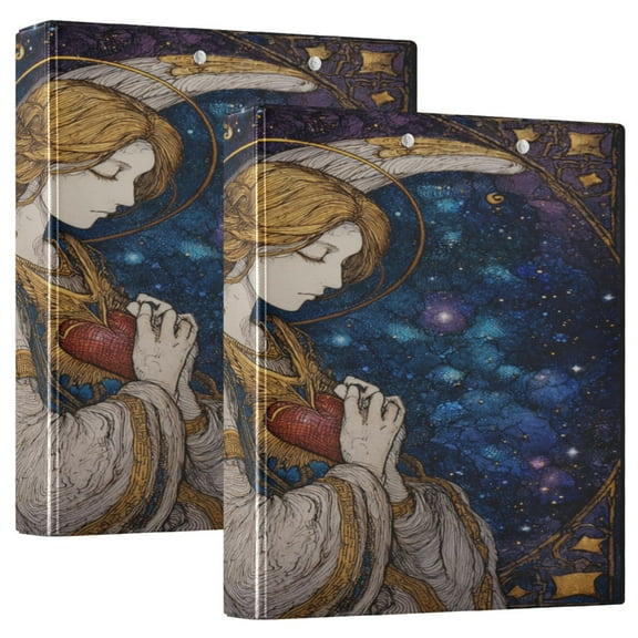3 Ring Binder 1.5 inch Round Rings with Interior Pockets Binders Organizer Office School 2Pack Archangel's Prayer